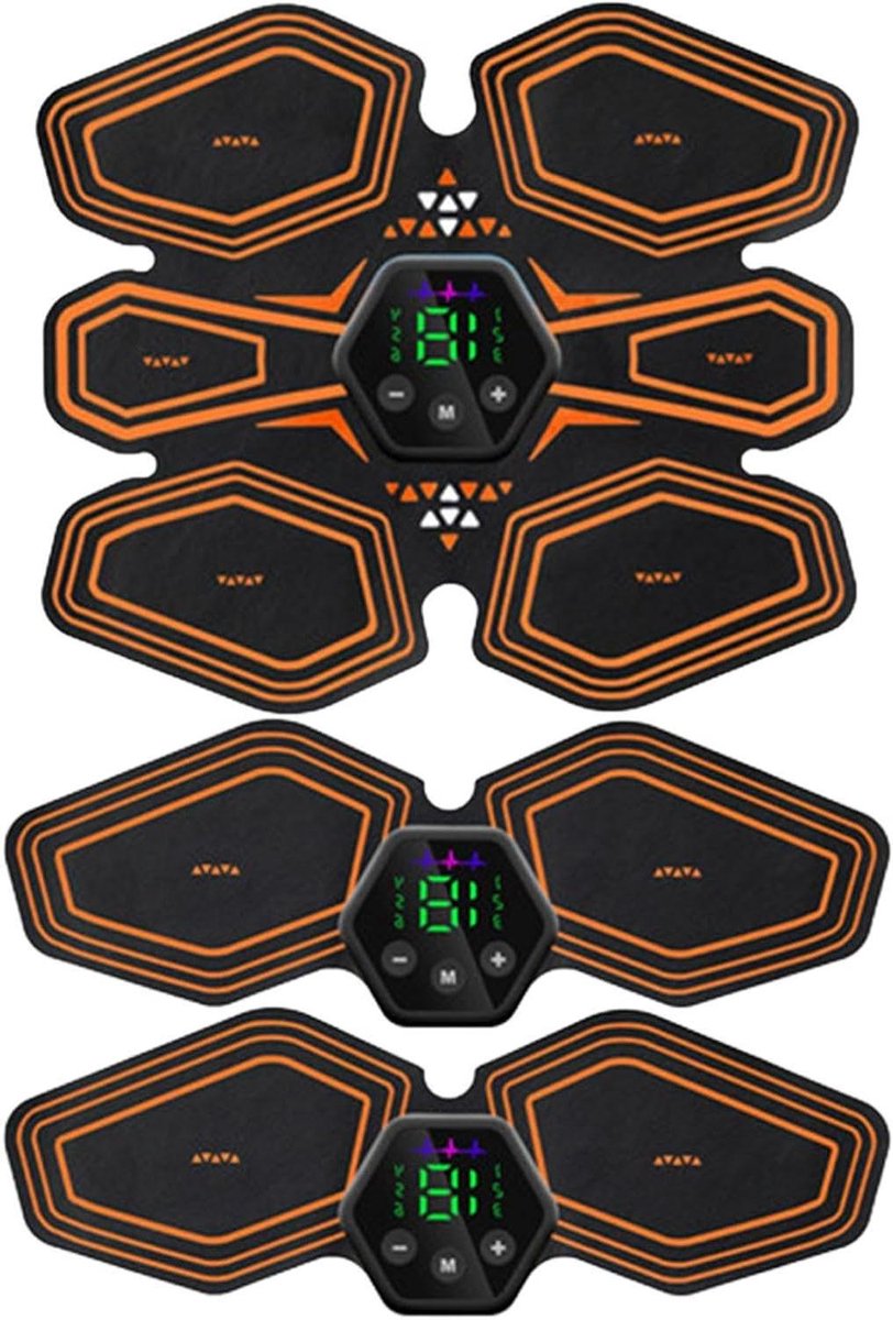 Abs Stimulator Spiertoner - Buikspierstimulator EMS - Spierversteviging - 6 Modi 19 Niveaus - 10 Gelpads - Rood
