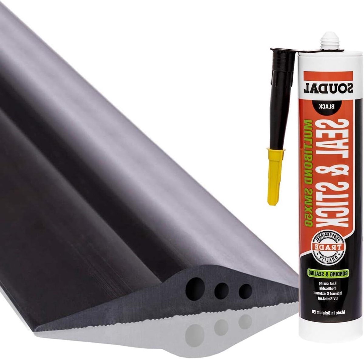 Garagedeur Drempelafdichting - Tochtstrip Garagedeur - Water buiten houden - Weerbestendig EPDM rubber - 28mm x 155mm - Zwart