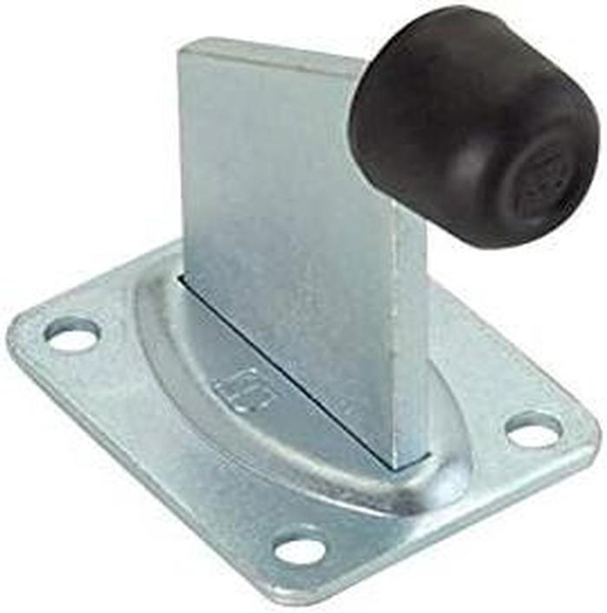 Eindstopper Bodembevestiging - Poortstopper Deurstopper - Poorten Beveiligen - Met Rubberen Buffer - 110 mm Hoogte - Zilver