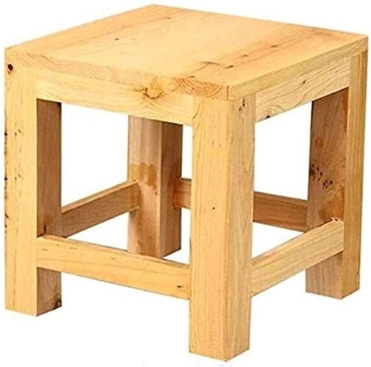 Houten Kruk - Voetenbankje - Extra zitplaats - Hard dicht hout - 22x215x215 cm - Licht