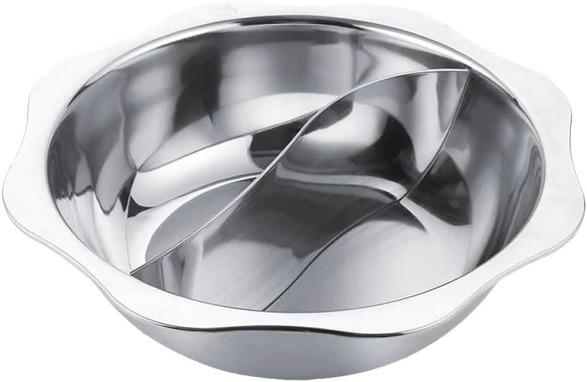 Inductiepan met Verdeling - Dubbele Hot Pot - Samen Koken - Antiaanbaklaag - 35 cm - Zilver