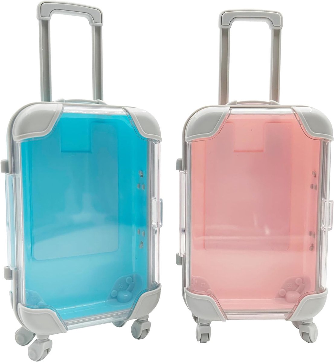 Mini Koffer Set, 2-delige Geldkoffer voor Reis, Perfect Cadeau voor Kinderen, Reisaccessoires, Geldopbergdoos voor Vakantie, Blauw/Roze, One Size