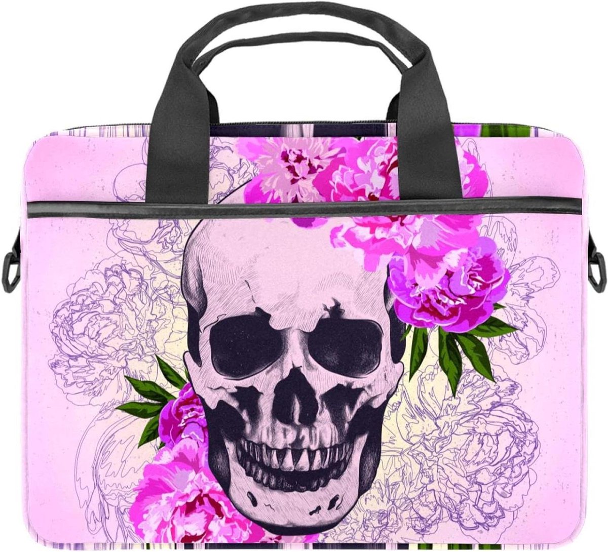 Laptop Tas - Notebook Sleeve - Bescherming Laptop - Met Handvat - 133-145 inch - Bloem Skull