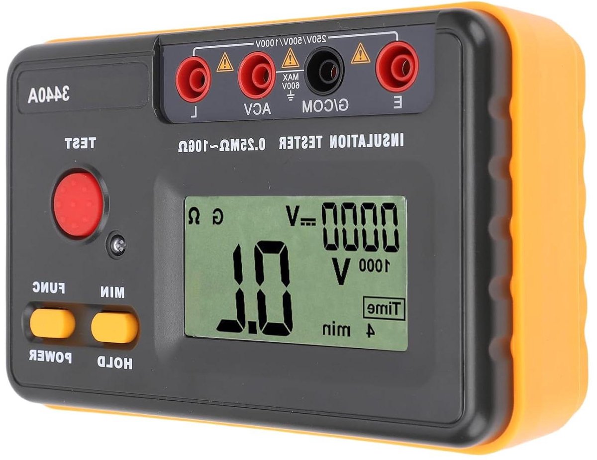 Isolatieweerstand Tester - Megger Meter - Industrieel Onderhoud - Robuust Ontwerp - 4 Cijfers LCD - Grijs