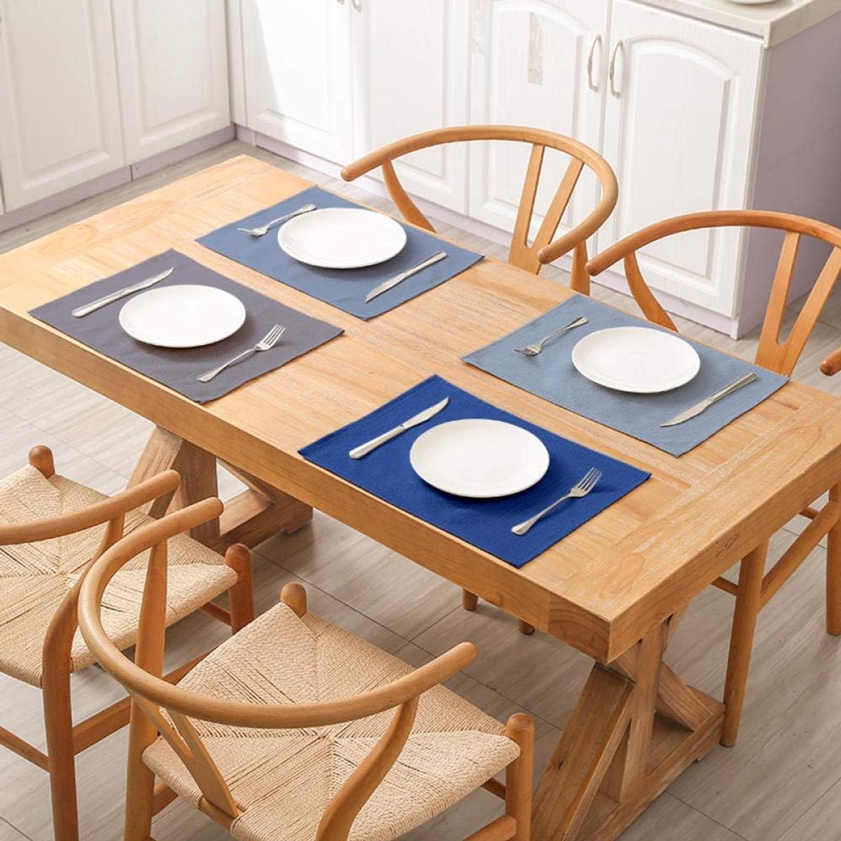 Tafelset - Placemats set - Tafeldecoratie - Wasbaar ontwerp - 6 stuks - Bruin hart