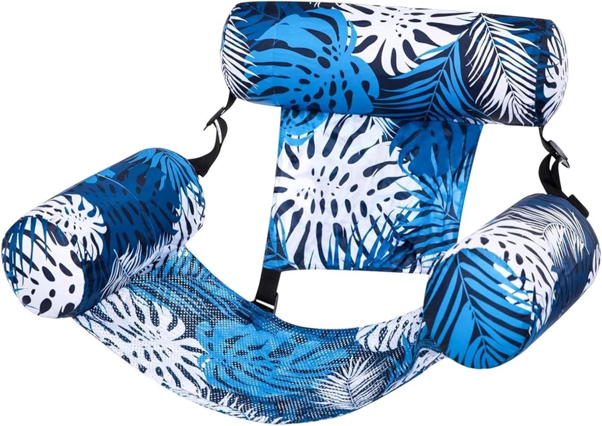 Opblaasbare Ligstoel - Drijver Hangmat - Water Ontspanning - Plantmotief - 76x40.5x61cm -