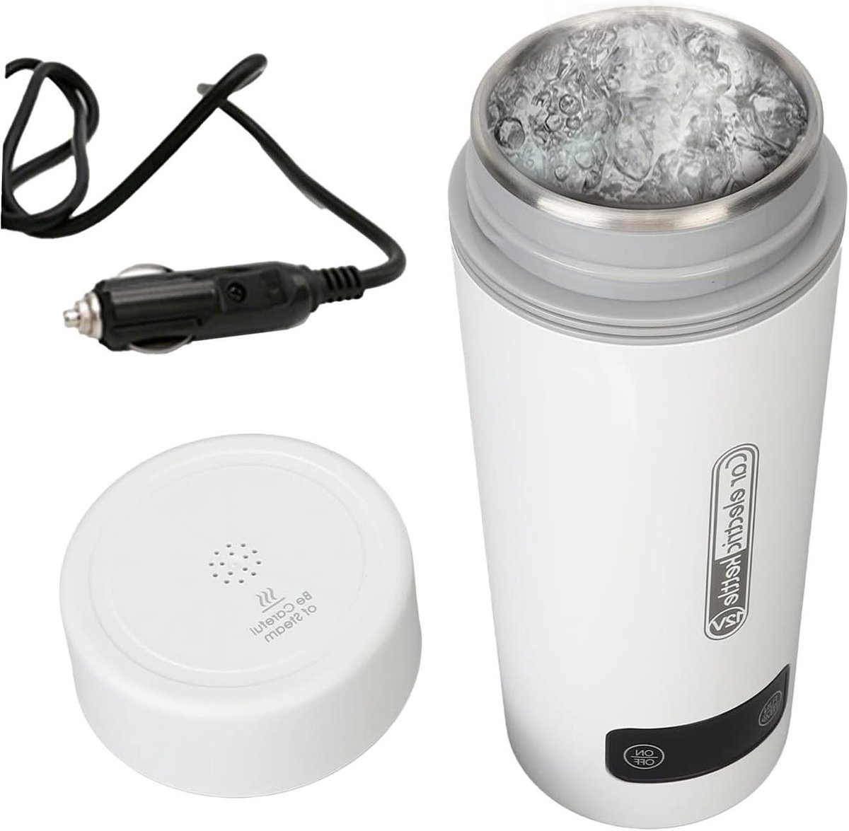 Elektrische Waterkoker - Reis Waterkoker - Warme Dranken Onderweg - Intelligente Temperatuurregeling - 450 ml Capaciteit - Wit