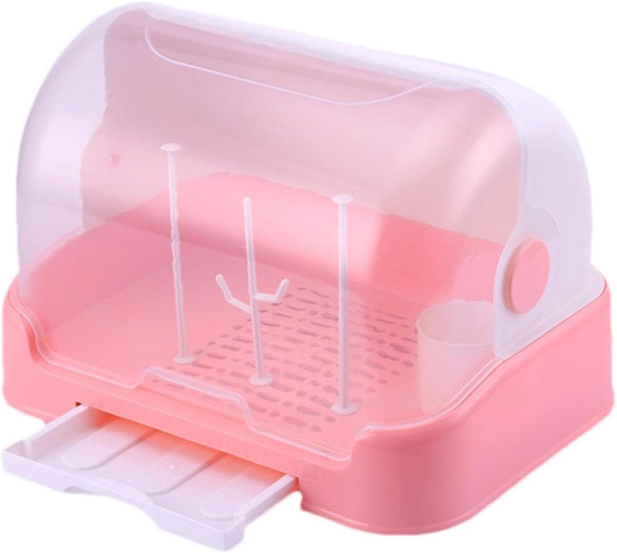 Baby Fles Droogrek - Flessenhouder Deksel - Baby Spullen Drogen - Efficiënt Drainageontwerp - 27x29x27 cm - Roze