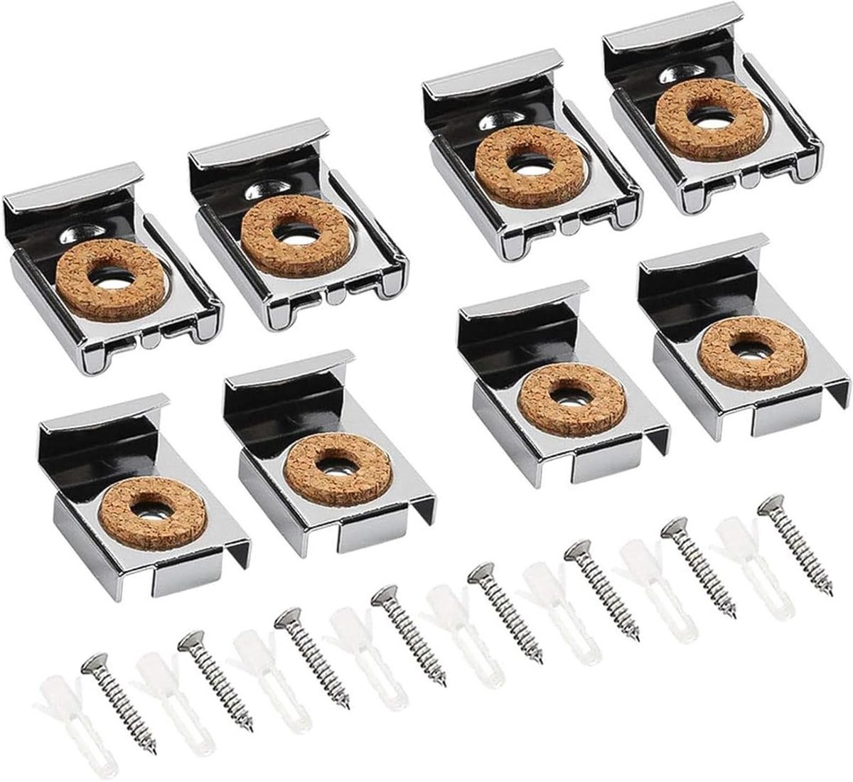 8 Stuks Spiegel Hangers Clips - Metalen Veerclips voor Badkamer, Kledingkast en Kantoor met Schroeven en Caps, Geschikt voor Tot 10 Kg