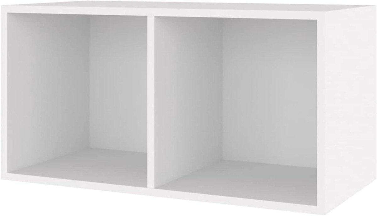 Vinyl Opbergdoos - LP Kast - Muziek Collectie - Twee Compartimenten - 71x34x36 cm - Wit