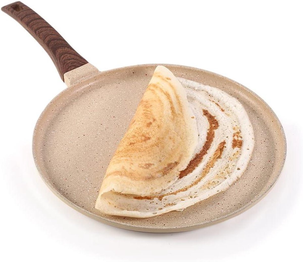 Dosa Tawa - Pannenkoekenpan Koekenpan - Ontbijt Bereiden - Dikke Bodem - 28 cm - ivoor