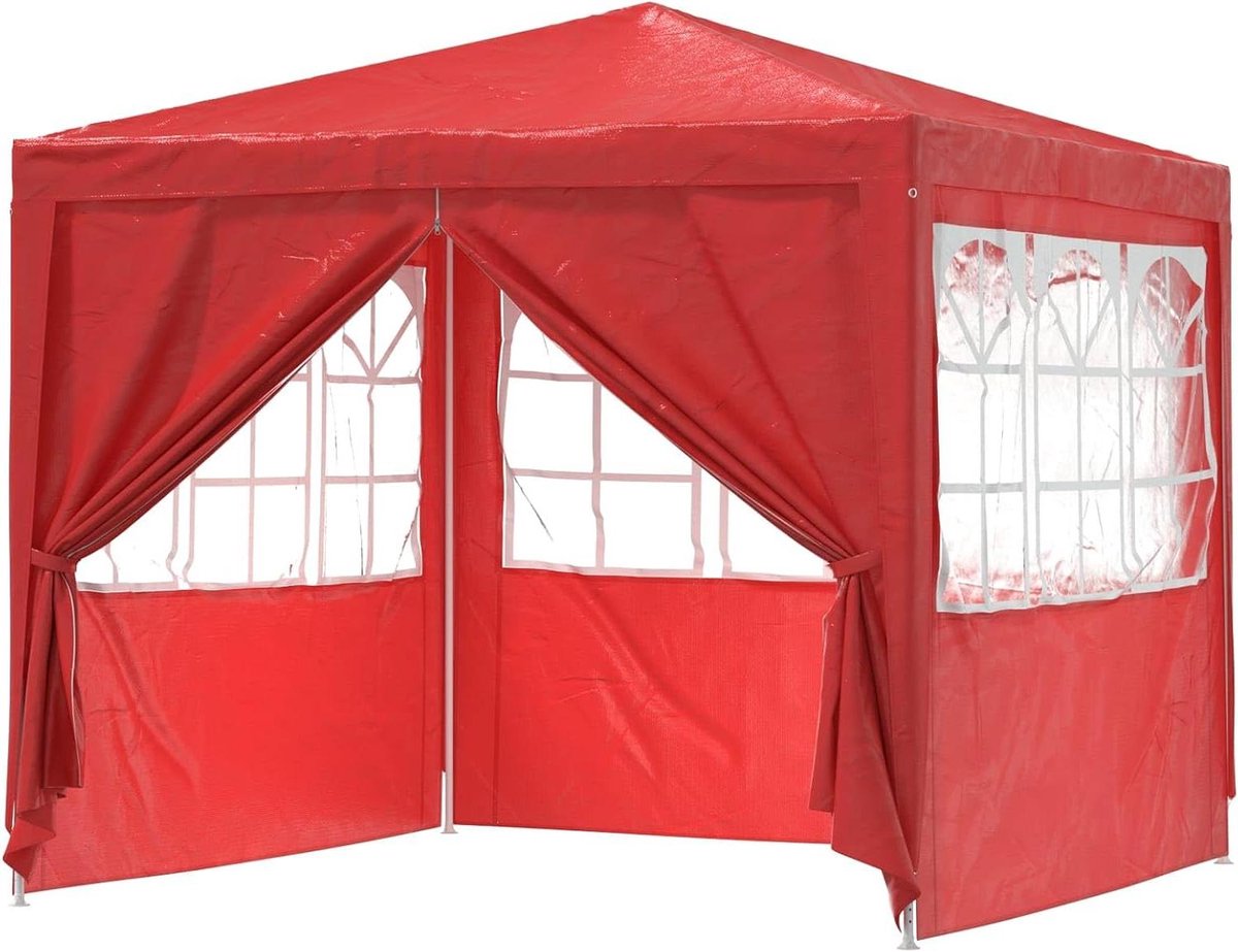 Feesttent - Partytent Evenemententent - Buitenfeesten Organiseren - UV- en Waterafstotend - 250 x 250 cm - Rood
