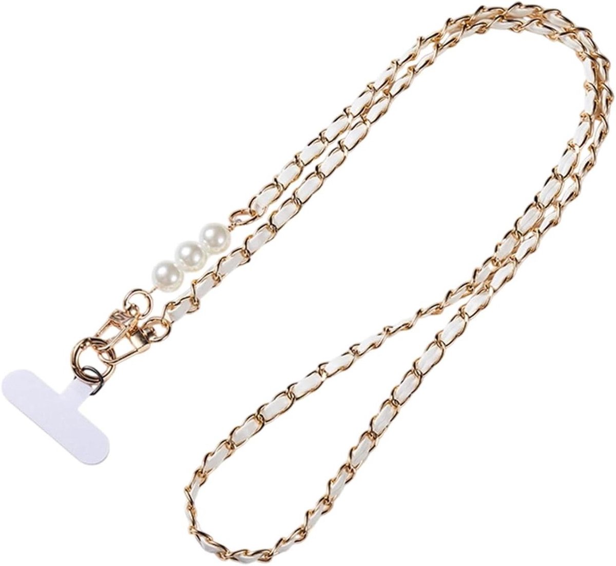 Telefoonkoord met Hanger - Smartphoneketting Nekkoord - Veilig Meenemen - Anti-verlies Ontwerp - 120 cm - Parelmoer