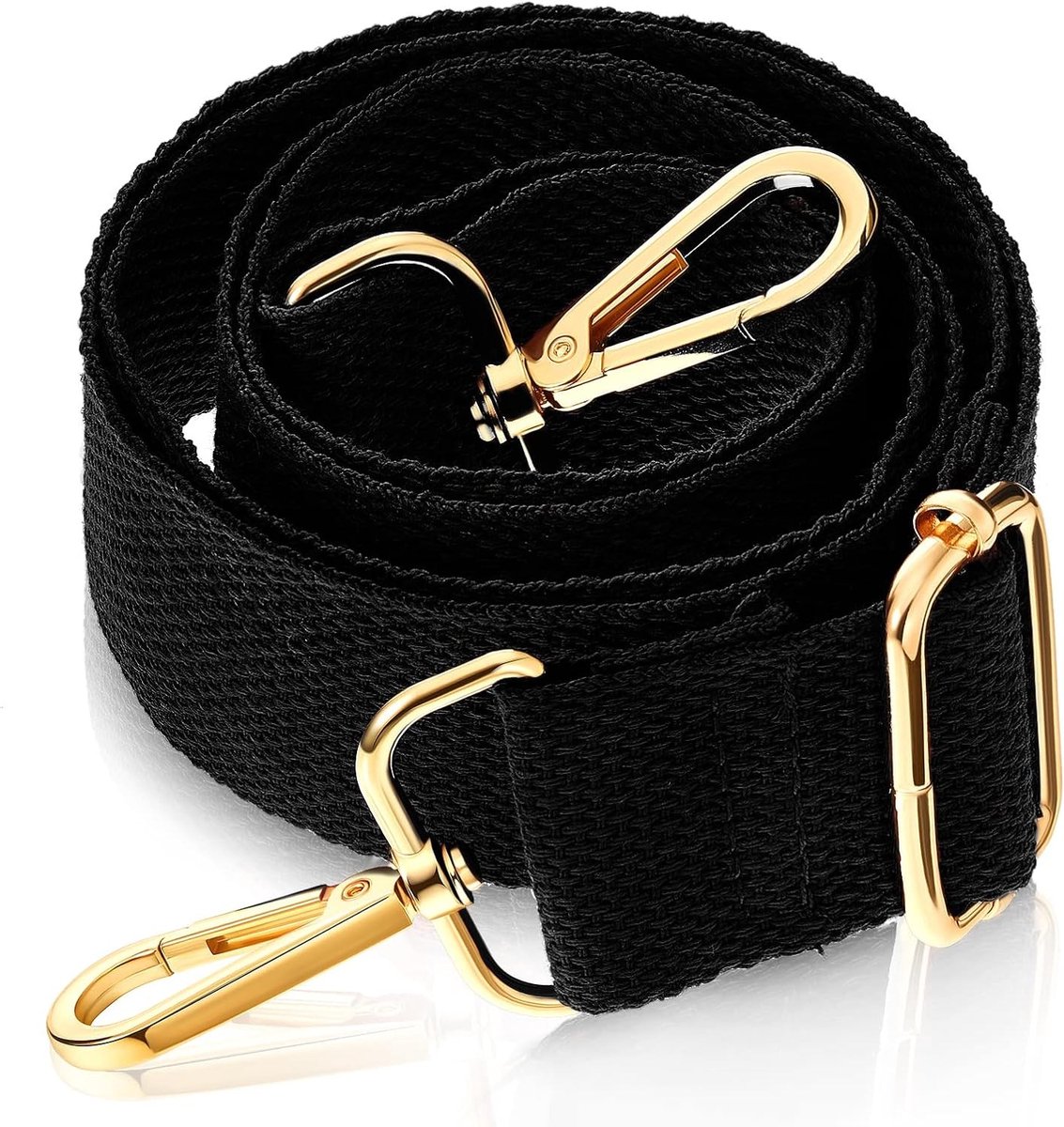 Verstelbare Schouderriem voor Handtassen en Luggage, Duurzame Crossbody Strap in Zwart, 1.5 Inch met Gouden Accenten voor Mannen en Vrouwen