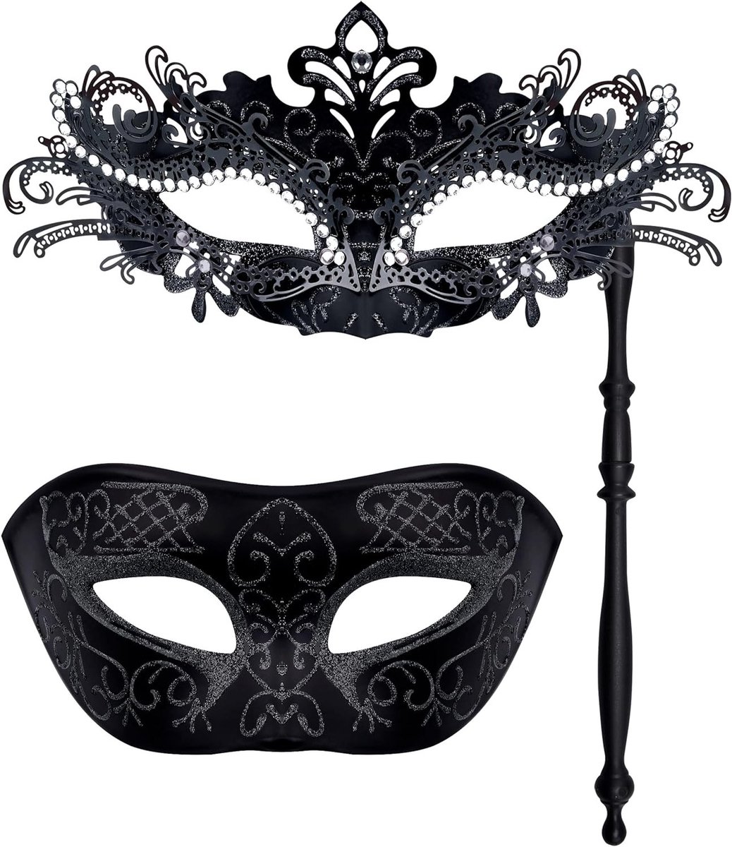 Venetiaanse Borduurwerk Oogmasker voor Mannen en Vrouwen - Perfect voor Halloween en Carnaval - Set van 2