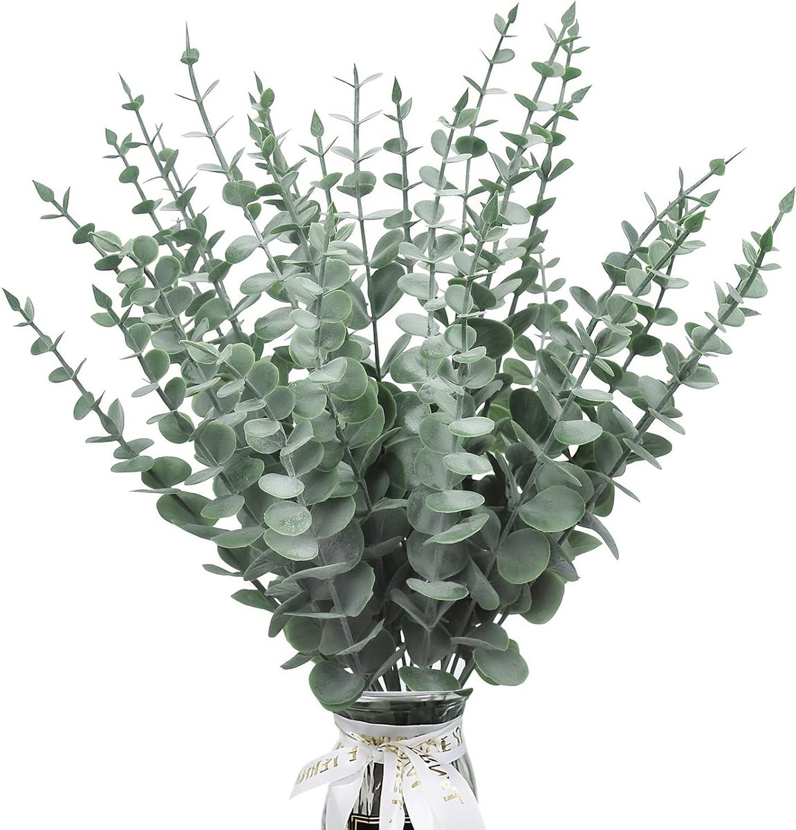 SnelShoppen - 50 stuks kunstmatige eucalyptusbladeren - Groene eucalyptustakken - Decoratie voor bruiloft, feest en woondecoratie - 38 cm lang - Hoogw