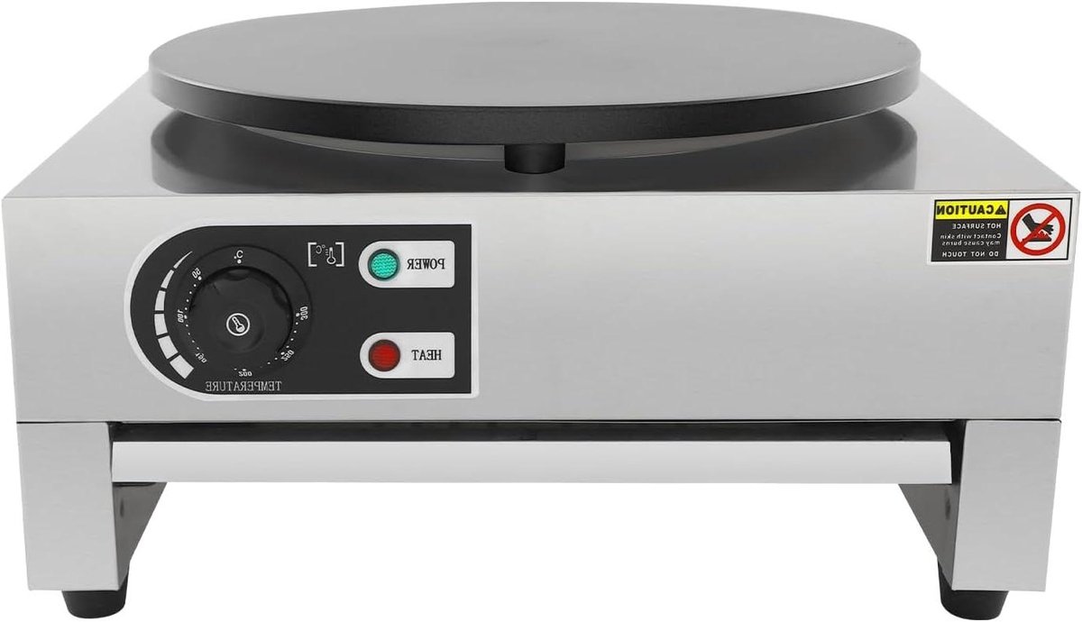 Elektrische Crêpemaker - Pannenkoekenplaat Bakplaat - Snelle Snacks Bereiden - Grote Antiaanbakplaat - 40 cm Diameter - Zilver Zwart