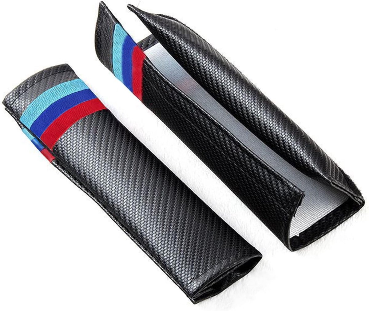 Set van 2 Zachte Autogordel Kussens voor Volwassenen - Comfortabele en Ademende Gordelbescherming met Carbon Fiber Design
