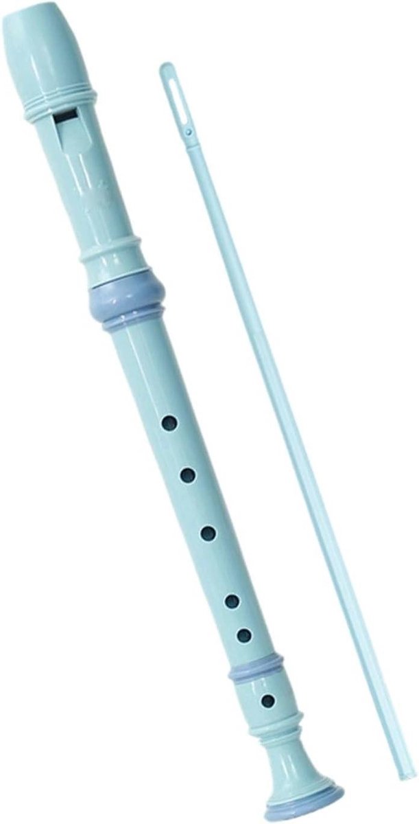 Houten Blokfluit - Sopraan Instrument - Muziek Leren - Duitse Vingerzetting - 32.5 cm - Blauw