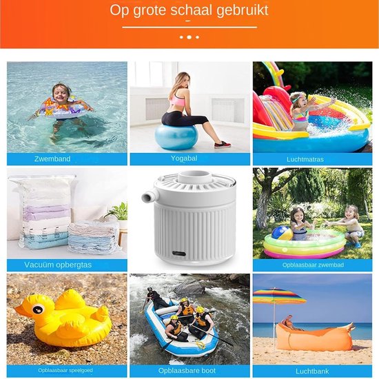 Elektrische Luchtpomp - Draagbare Pomp Luchtbed - Kamperen en Reizen - Ingebouwde LED Lamp - 181 g - Wit — afbeelding 2