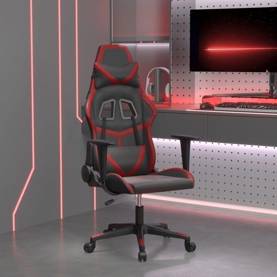 Gaming Stoel - Racestoel Computerstoel - Comfortabel Zitten - Verstelbare Rugleuning - 1 stuk - Zwart en wijnrood — afbeelding 3