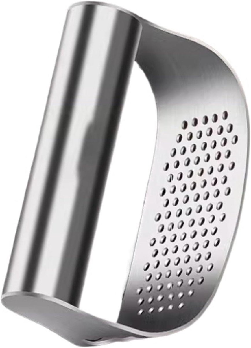 Knoflookpers - Hakmolen Keuken - Snel Kruiden Hakken - 2-in-1 Ontwerp - 10.2 cm - Zilver