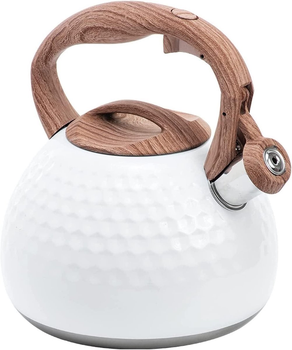 Waterkoker Inductie - Theeketel Kookplaat - Water Koken - Luid Fluitje - 2.8L - Wit