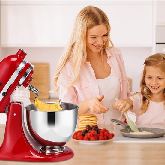 Mixkom met Handvat - Beslagkom Keukenmixer - Bakken en Mixen - Roestvrij Staal 304 - 5 Quart - Zilver — afbeelding 4