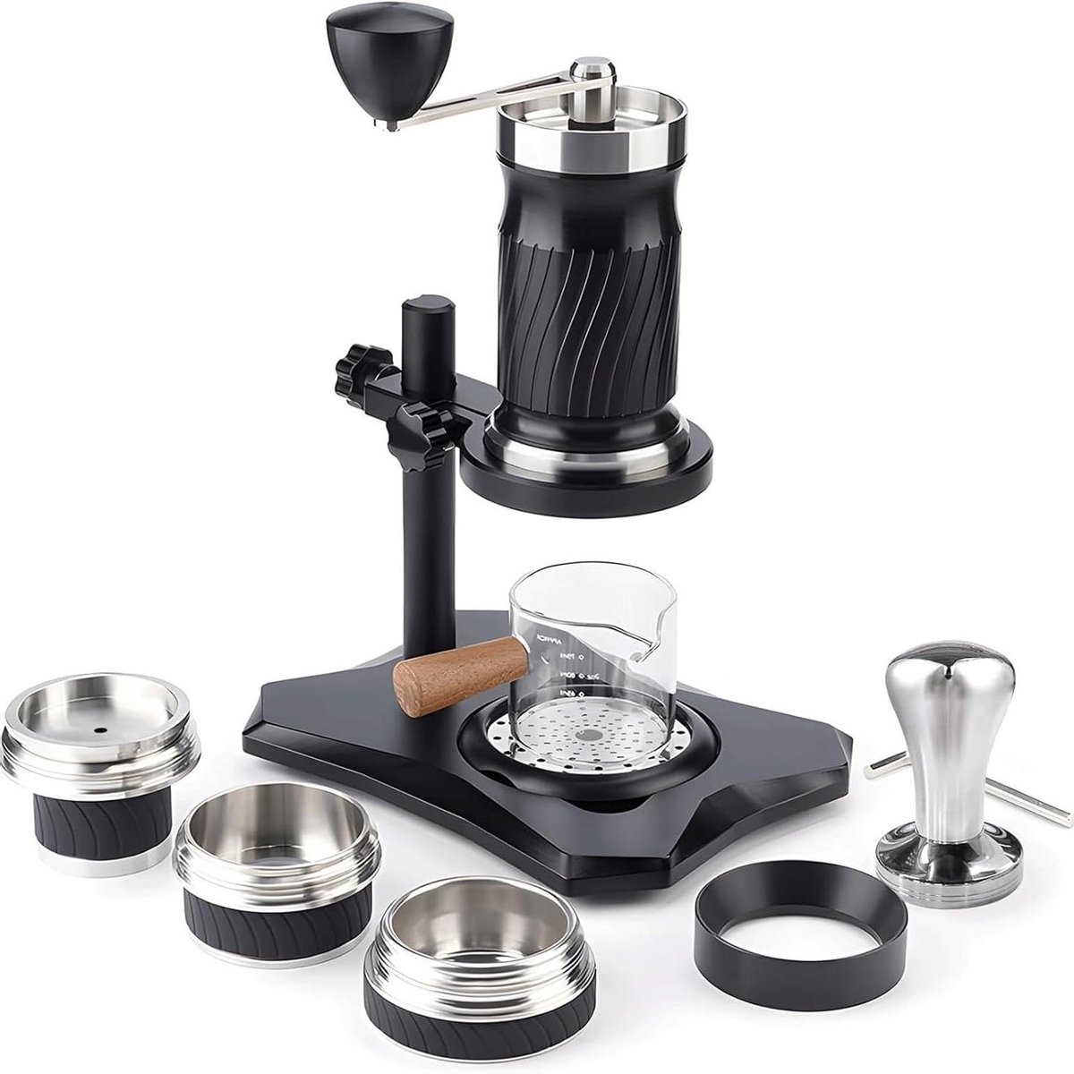 Draagbaar Koffiezetapparaat - Handmatige Espressomachine - Koffie Zetten Onderweg - Variabele Druk 9-12 Bar - 100 ml Watertank - Zwart