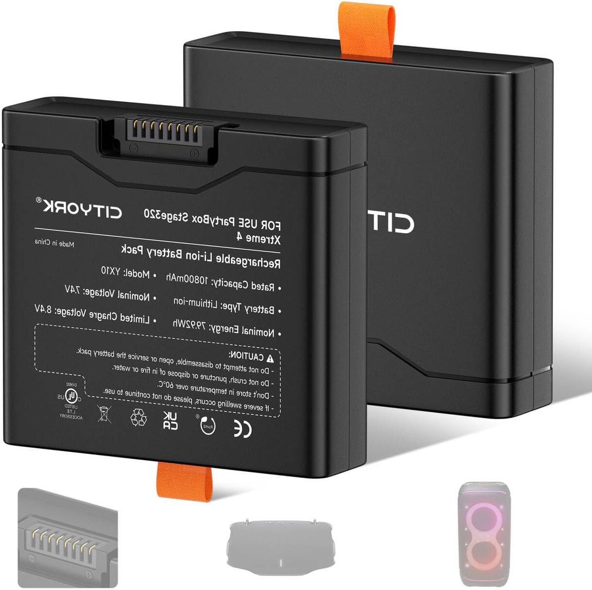 Vervangende Batterij - Oplaadbare Accu - Feest Muziek - Snel Vervangbaar - 10800 mAh - Zwart