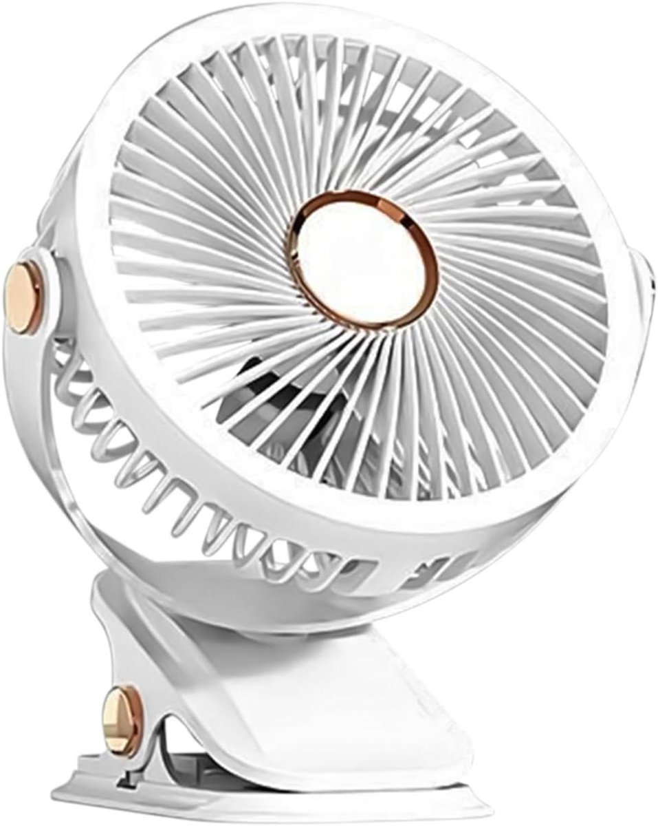 Tafelventilator met Klem - Draagbare Ventilator - Persoonlijke Verkoeling - Geïntegreerd Nachtlampje - 21 x 8.5 x 21 cm - Wit