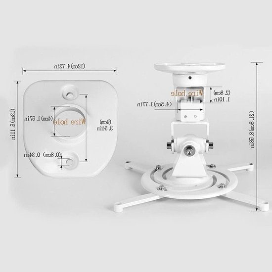 Projector beugel zwart 360° draaibaar verstelbaar 80° kantelbaar max 12,08 inch afstand stevig duurzaam