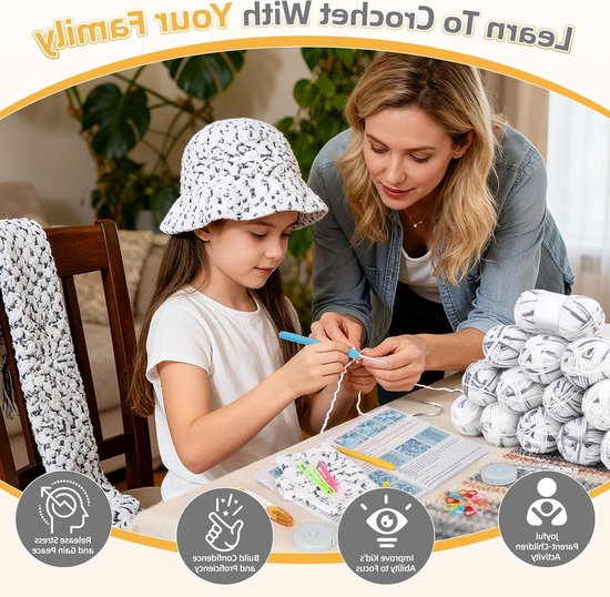 Haakset voor Beginners: Sjaal, Muts en Handschoenen in Grijs en Wit - Perfect voor Creatieve Projecten en Handwerken — afbeelding 2