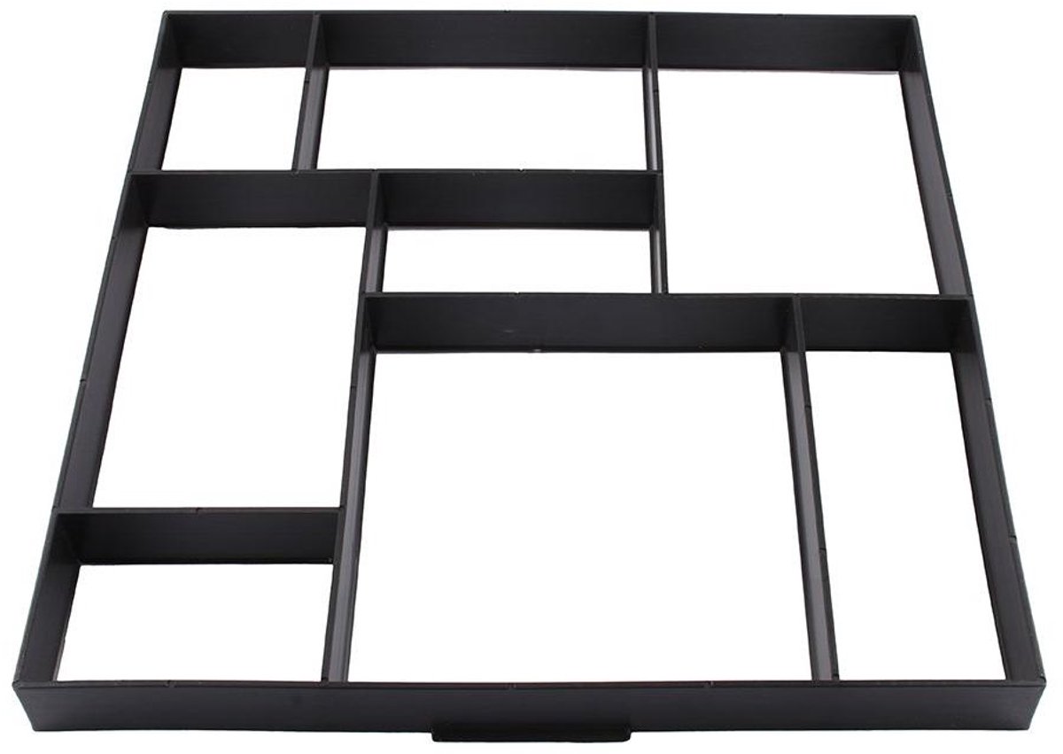 Betonnen Stapsteen Vorm - Bestratingsmal Terras - Buitenpaden Aanleggen - Herbruikbaar Kunststof - 48x48 cm - Zwart