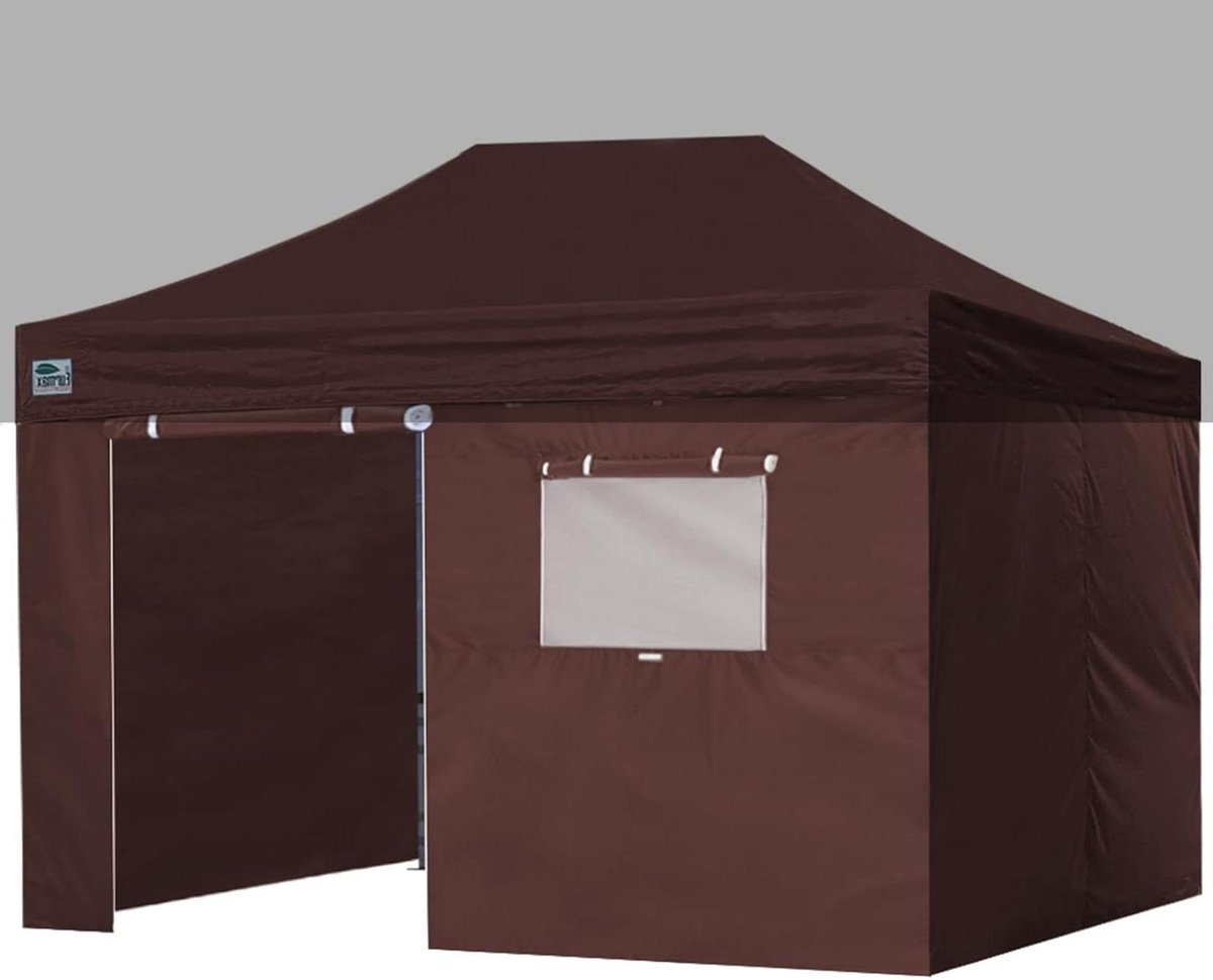 Tent Zijwanden - Tentdoeken Set - Buiten Leven - Met Gordijn en Hor - 10x15 feet - Bruin