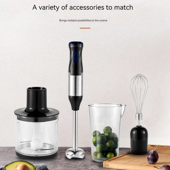 4-in-1 hand blender - Staafmixer set - Smoothies maken - 20 snelheden turbo - 1000 W - Zwart — afbeelding 3