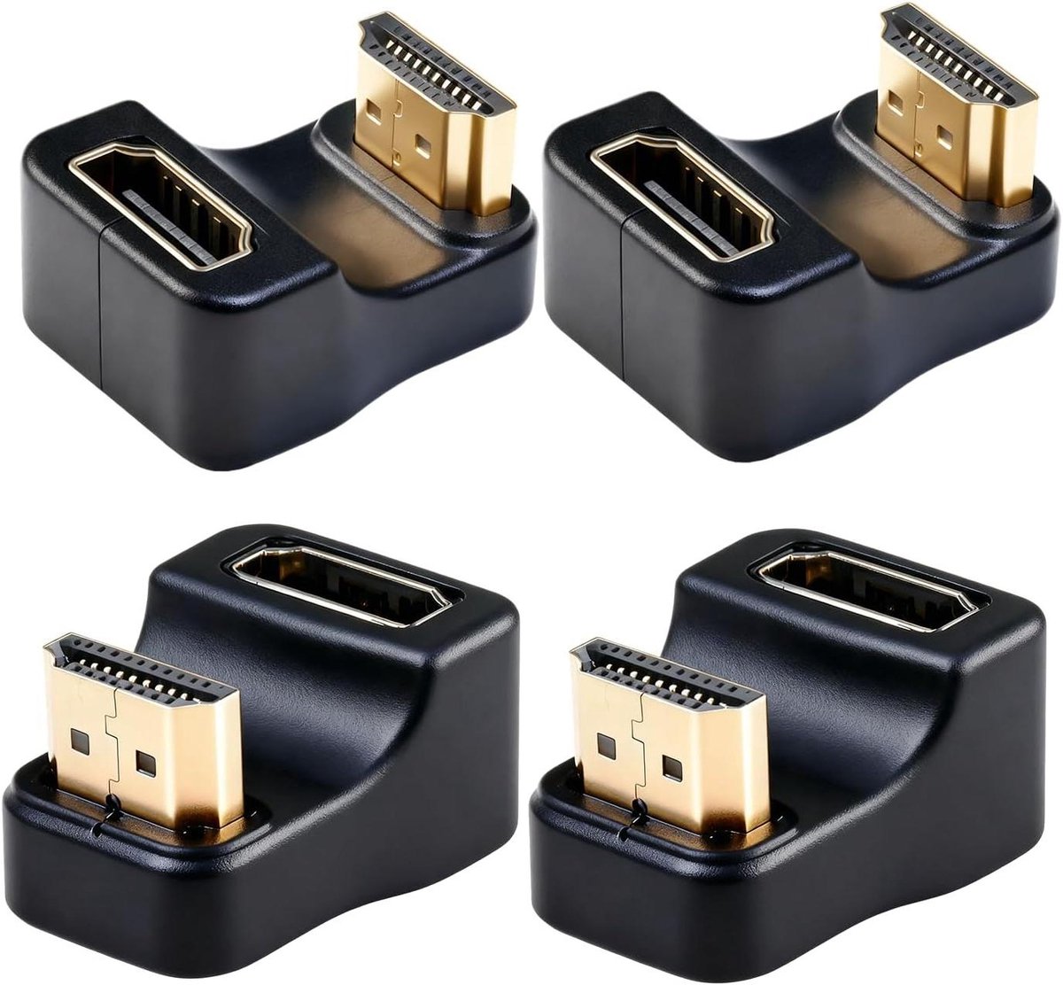 HDMI Hoek Adapter - HDMI Verloopstuk - Ruimte Besparen - 180 Graden Ontwerp - 4 Stuks - Zwart