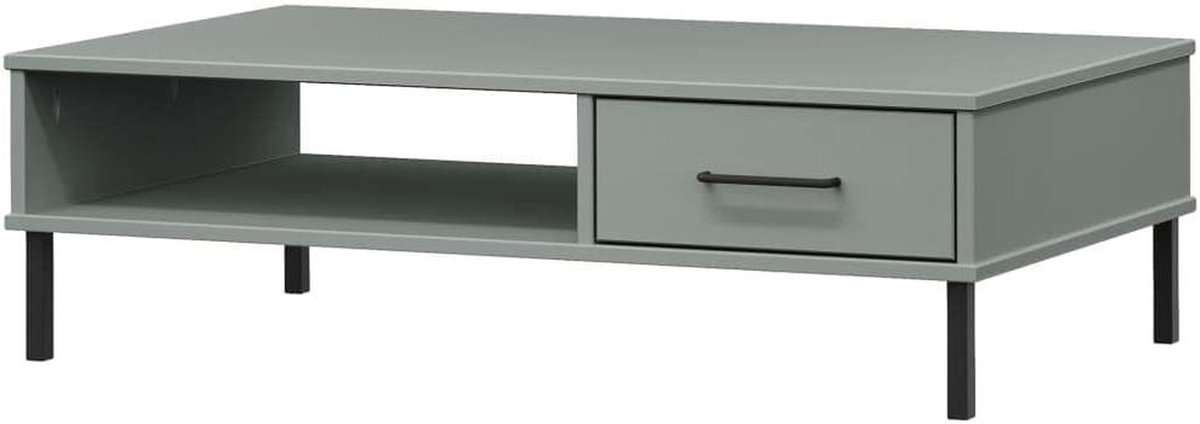 Salontafel Oslo - Bijzettafel met lade - Woonkamer opbergen - Massief grenenhout - 100 x 55 x 29 cm - Grijs