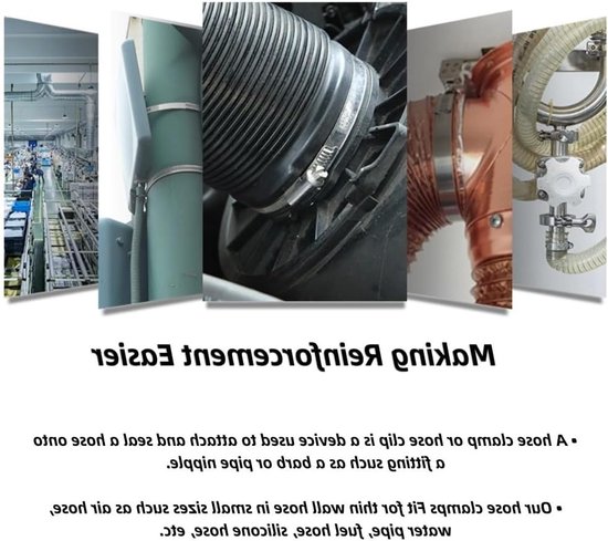 Set van 10 verstelbare slangklemmen van roestvrij staal, geschikt voor brandstofleidingen en sanitair, 6mm-20mm bereik — afbeelding 2