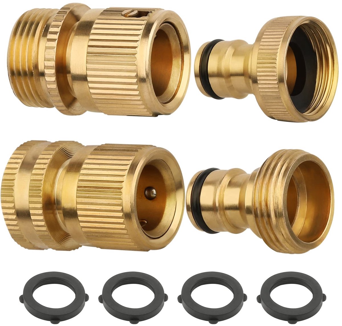 Dailygoody - Tuinslang Aansluiting - Messing Slangkoppeling - Corrosiebestendig - 3/4 Inch - Tuinaccessoires - Tuinonderhoud - Geschikt voor Europese