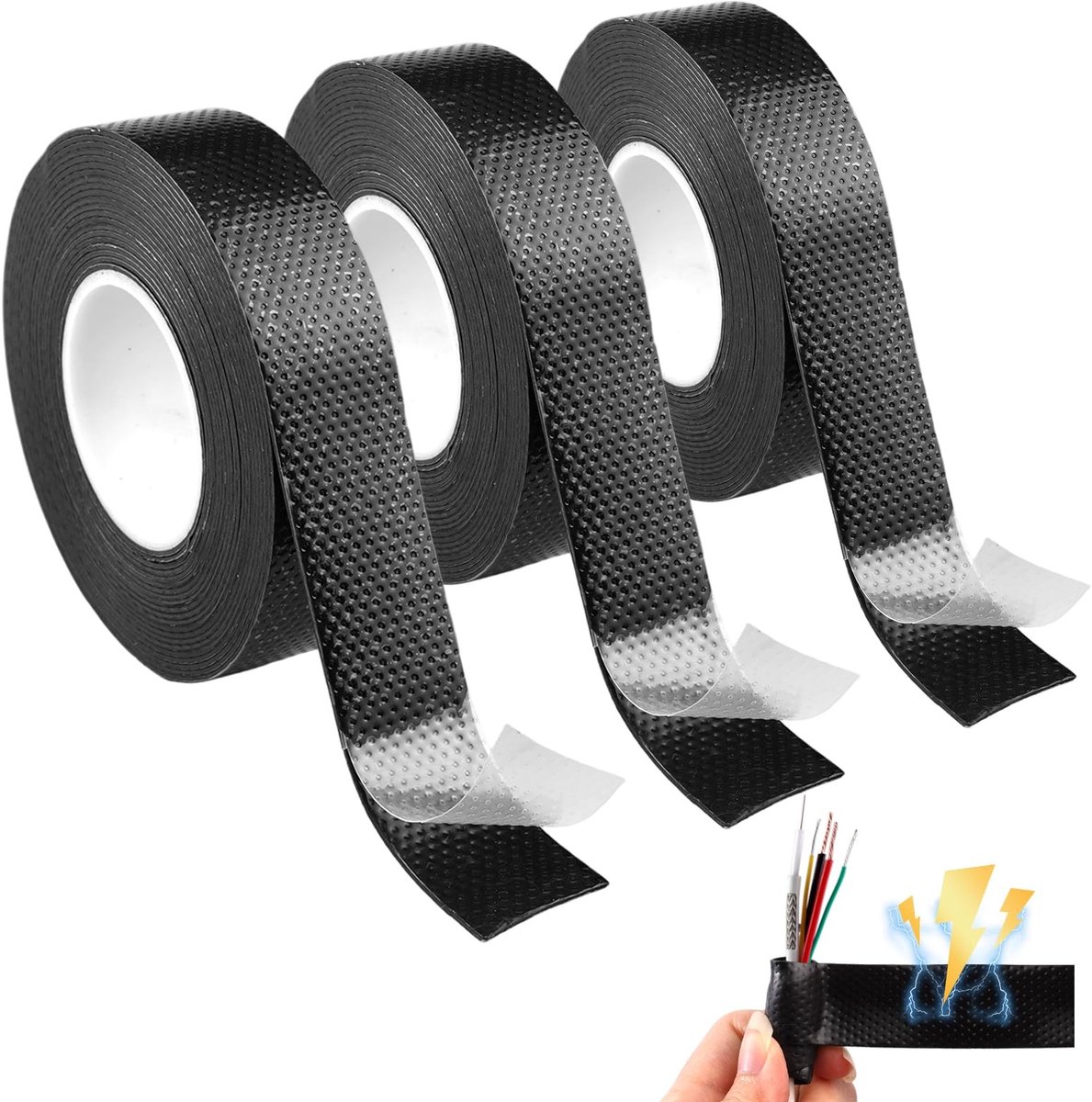 Dailygoody - Zelfklevende Isolatietape - Waterdicht - 3 Stuks - Zwart - Vulcanisatie Tape - Voor Noodreparaties en Kabelisolatie