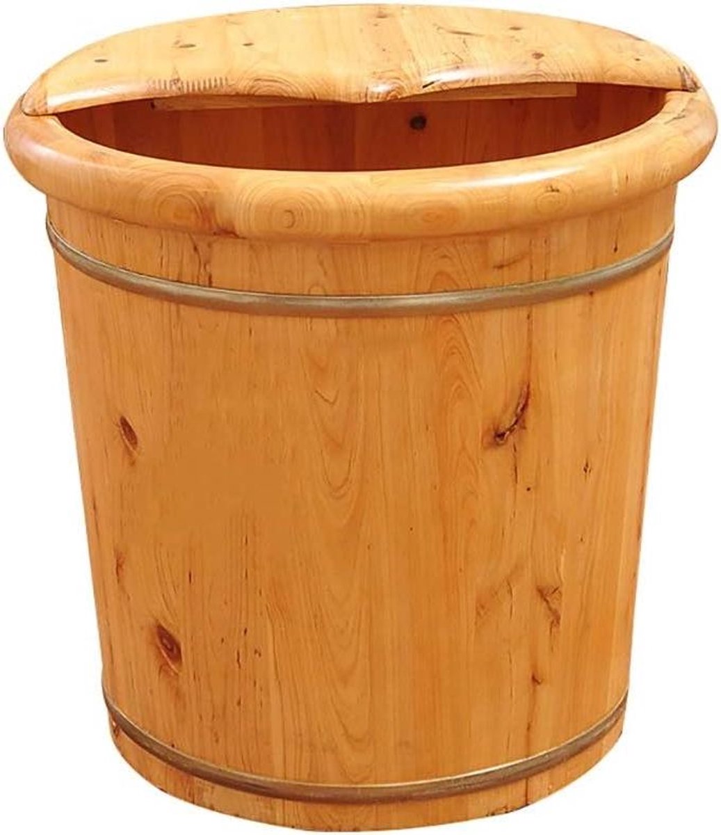 Voetenbad Ton - Houten Bademmer - Voetmassage Ontspanning - Handgemaakt Cederhout - 40cm Hoog - Natuurlijk Hout