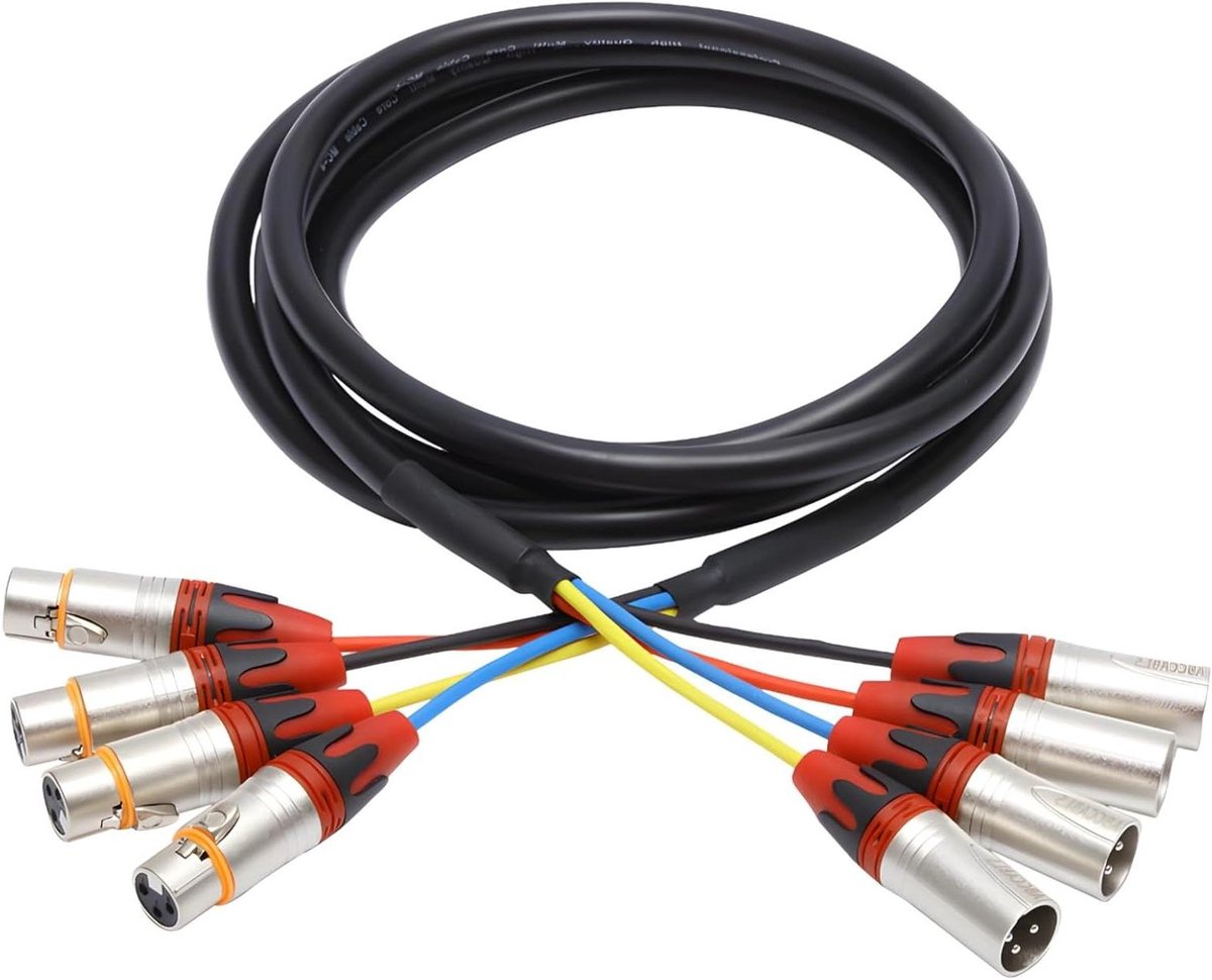 Audiokabel - Xlr Slangenkabel - Live Geluid - Vier Kanaals Kleurcodering - 3 Meter - Meerkleurig