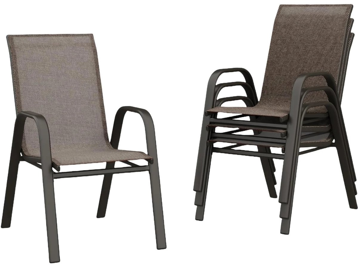 Geargalaxy 4-delige Tuinstoelenset - Terrasstoelen - Tuinstoelen - Terrasmeubilair - Outdoor Stoelen - 54x74x94cm - Bruin