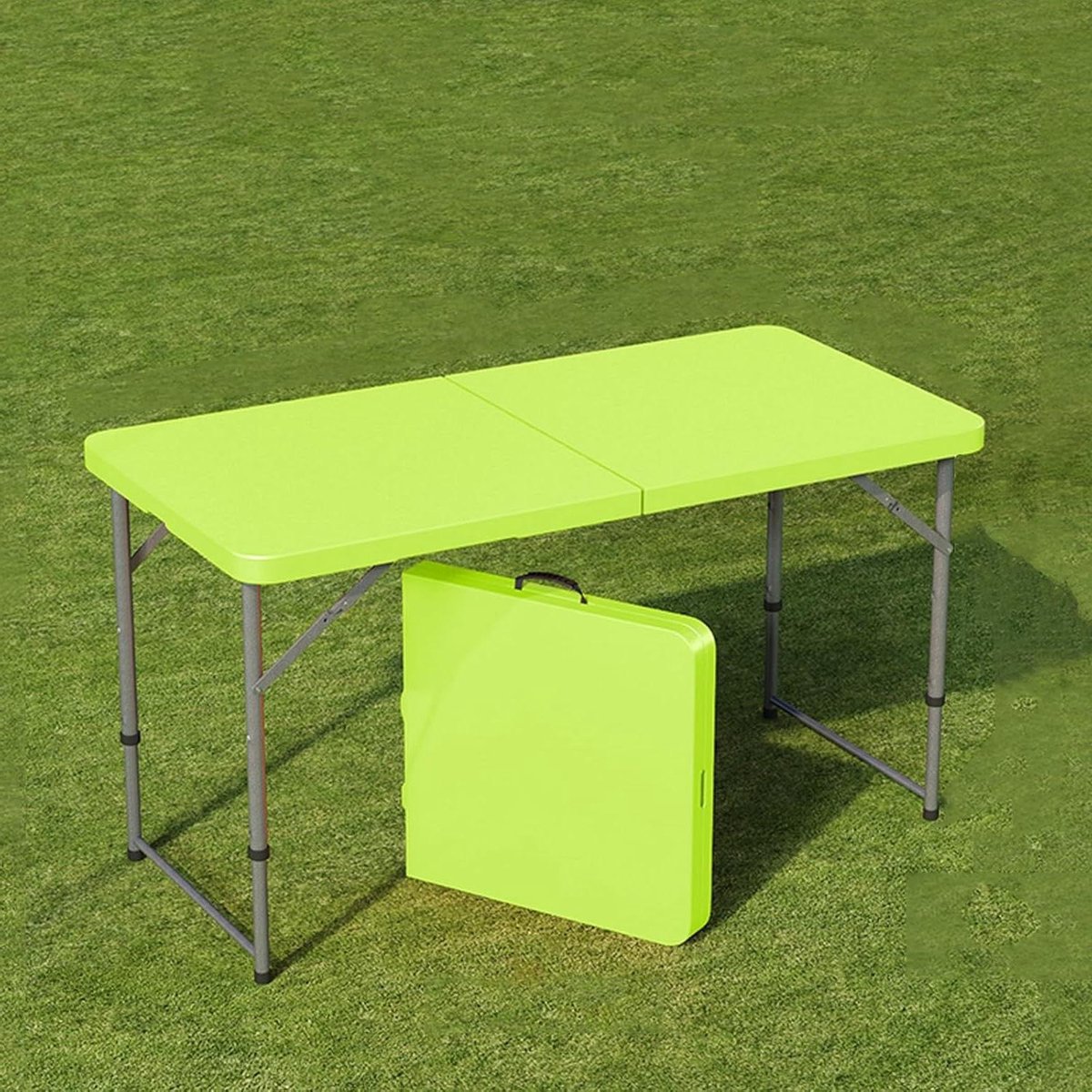 Opvouwbare Tafel - Klaptafel Buiten - Picknick en Camping - Verstelbare Hoogte - 122x61cm - Groen