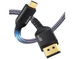 USB C DisplayPort Kabel 8K@60Hz 4K@60Hz/144Hz/120Hz 5K@60Hz 2K@240Hz - Thunderbolt 3 naar DisplayPort HBR3 Type C DP 1.4 voor Mac Studio en MacBook Pro - 2M Zwart VESA Gecertificeerd