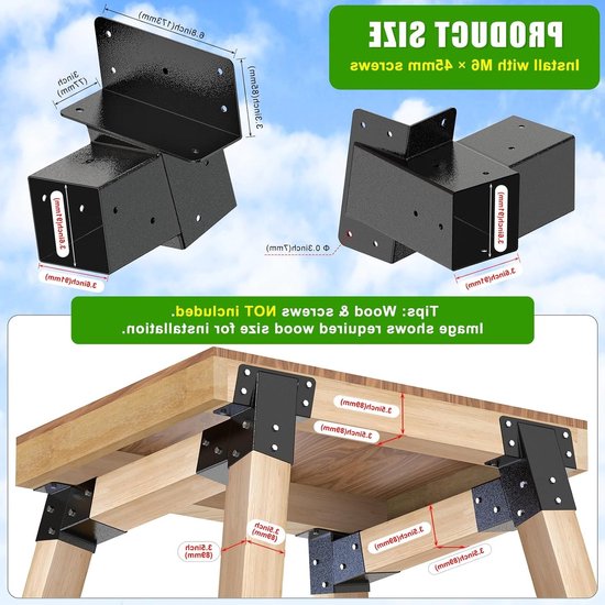 Hoeksteunen voor Buiten, 4 Stuks, Geschikt voor Boomhuizen, Jachtblinden en Speeltorens, 90x90cm, Stevige Lift Hardware voor Veiligheid en Stabiliteit — afbeelding 5