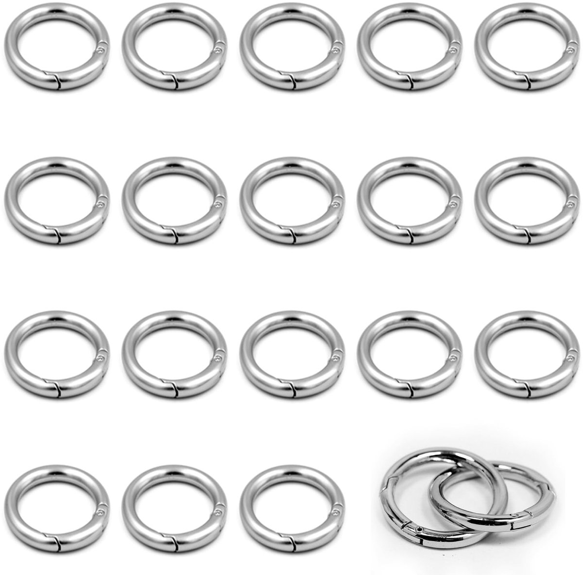 Dailygoody - Ronde karabijnhaken - Sleutelhanger - 30 stuks - Zilver - Ringen - Ideaal voor accessoires en klikhaken