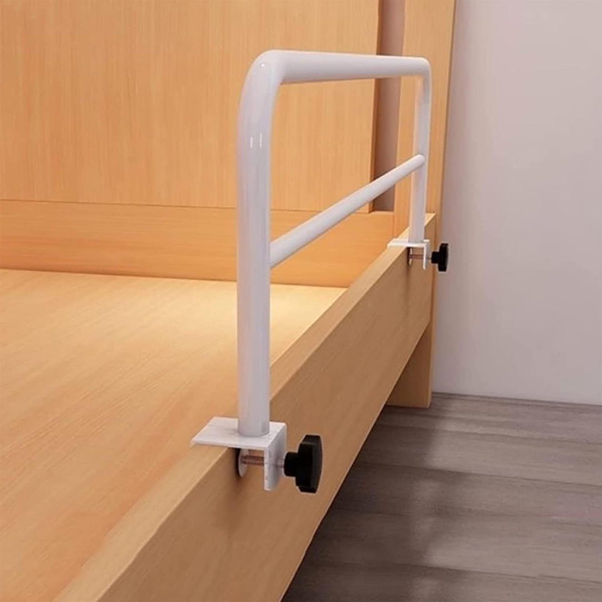 Bedrail - Veiligheidshandvat Bed - Valpreventie - Koolstofstaal Constructie - 80x30 cm - Wit