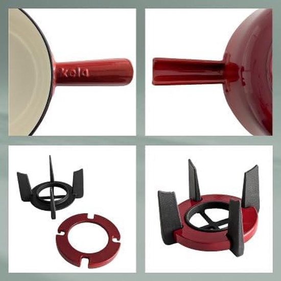 Gietijzeren Kaasfondueset - Fonduepan Set - Gezellige Avonden - Robuust Gietijzer - 18 L - Rood — afbeelding 5